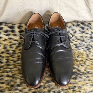 Steve Madden Black Leather Derby Lace-Up Dress Shoes